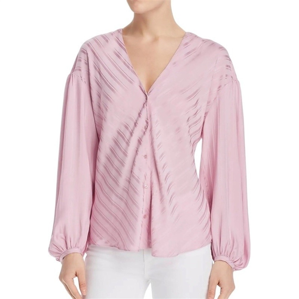 NWT Joie XS Cadmar Pink Satin Long Sleeve Button Down Blouse 131975